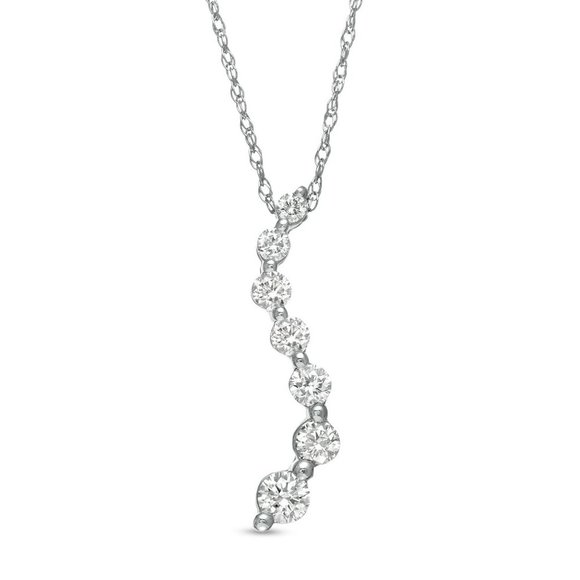 𝅺Michael Hill Jewellers 0.33 CT. T.W. Journey Diamond Necklace in 10K White Gold - Picture 1 of 7